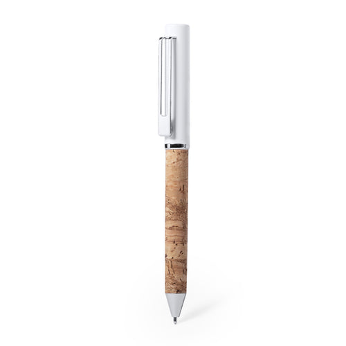 Stylo en ligne nature en combinaison de liège naturel et de métal - Siliax Personnalise