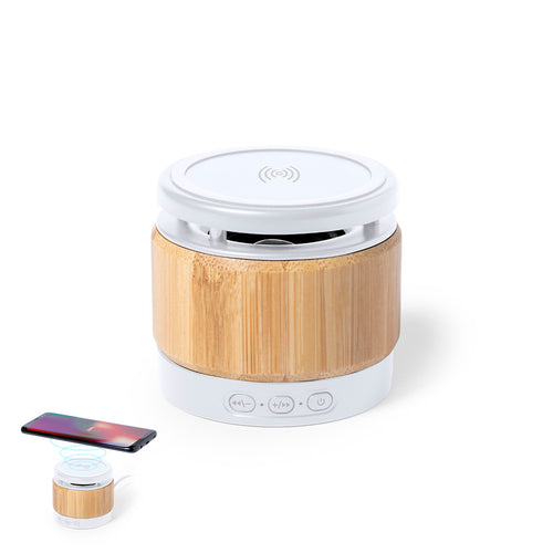 Haut-parleur Bluetooth® de ligne naturelle avec chargeur sans fil 5W intégré et conception compacte - Zakrox Personnalise