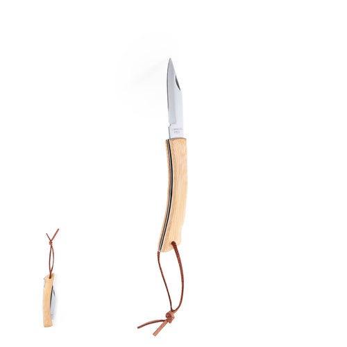 Couteau en ligne naturelle avec lame en acier inoxydable et poignée en bambou robuste avec serrure de sécurité - Sultan Personnalise