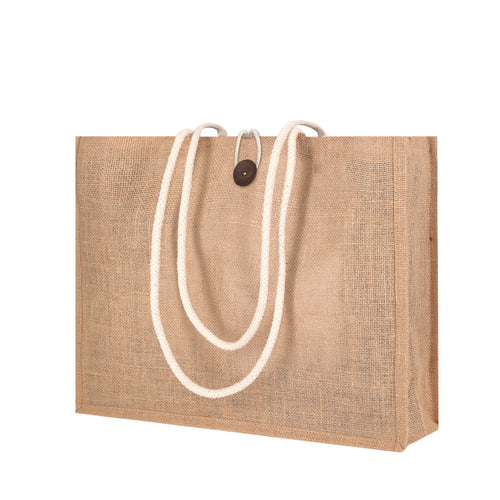 Sac nature en jute laminé robuste (320g/m2) et fermeture de bouton d’origine - Triex Personnalise