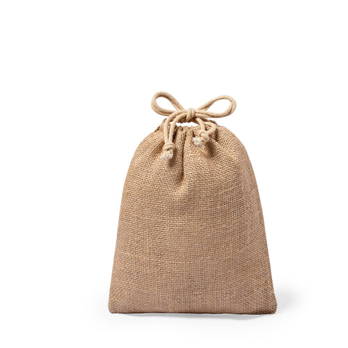 Sac en ligne naturelle en jute robuste de 260 gm, avec fermeture à cordon élégante et finition cousue - Lesky Personnalise