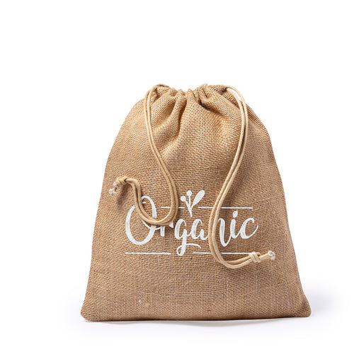 Sac en ligne naturelle en jute robuste de 260 gm, avec fermeture à cordon élégante et finition cousue - Vagan Personnalise