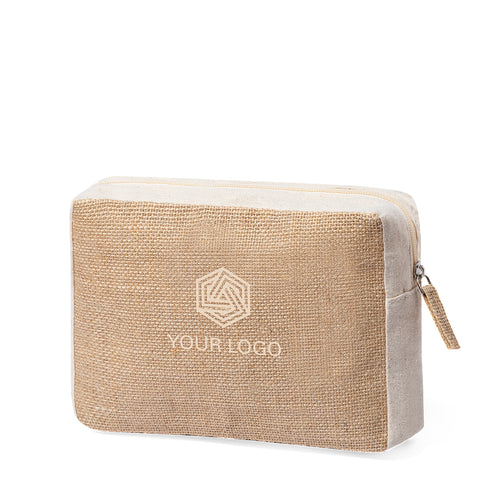 Trousse de ligne naturelle en combinaison de jute laminé et de coton naturel - Ringok Personnalise
