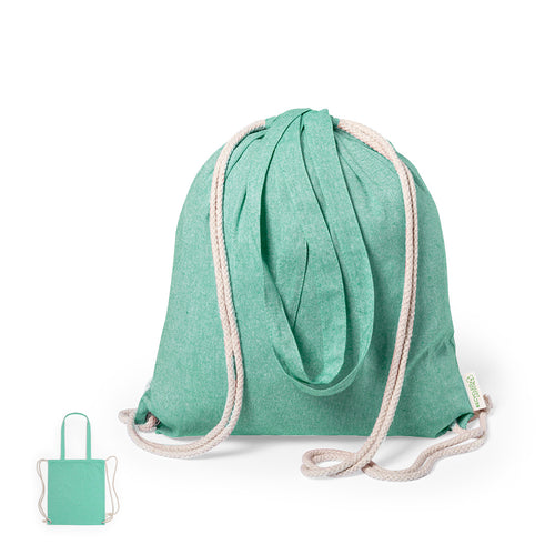 Sac à dos à cordes nature, en coton recyclé résistant de 140g/m2, avec poignées de transport de 70 cm assorties - Fenin Personnalise