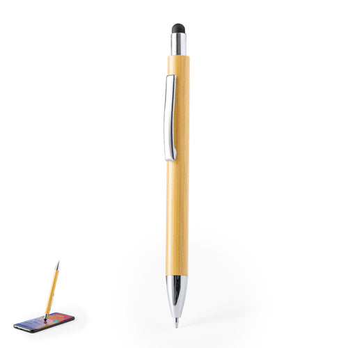 Stylo pointeur de ligne naturelle, avec corps en bambou et accessoires chromés, avec pointeur noir - Zharu Personnalise