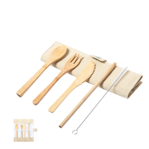 Ensemble de couverts de ligne naturelle faits de bambou poli - Corpax Personnalise