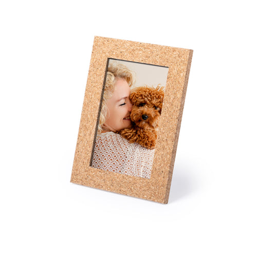 Cadre photo éco-friendly en liège, avec verre de protection et support arrière pour une orientation horizontale ou verticale - Tapex Personnalise