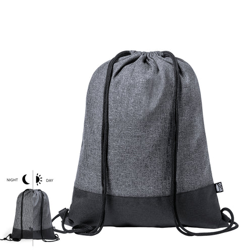 Sac à dos à cordolette réfléchissant en polyester 600D RPET durable, fabriqué à partir de plastique recyclé, pour encourager la réutilisation des déchets plastiques et contribuer à la durabilité de la planète -...