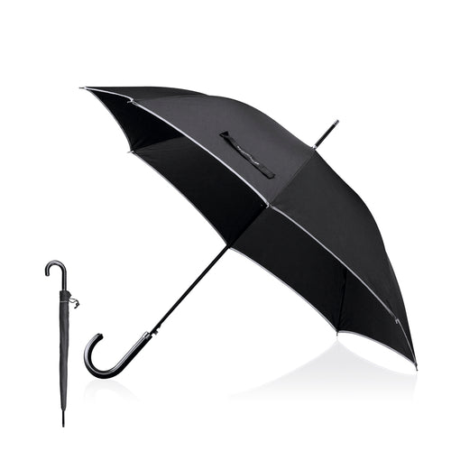 Parapluie à 8 panneaux en noir élégant avec liserés blancs, signé Antonio Miró - Royal Personnalise