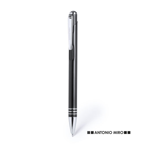 Stylo à bille Antonio Miró à la ligne élégante avec corps en aluminium et attributs de couleur argent - Helmor Personnalise