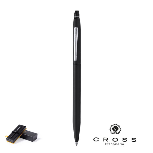 Stylo Cross Classik modèle Click, combinant la silhouette la plus iconique de Cross avec un mécanisme de clic rapide et rétractable et un corps métallique dans une touche finale doux - Classic Click Personnalise