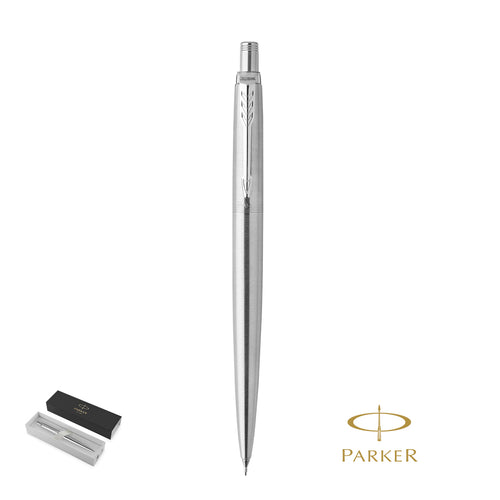 Portemine Parker Jotter Core, un classique en acier inoxydable, avec des décorations brillantes et le clip avec la forme de pointe de flèche emblématique de la marque Personnalise