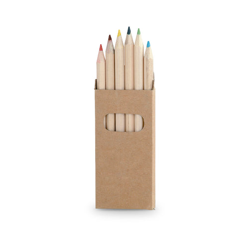 Ensemble de 6 crayons présentés dans une boîte à fenêtre en carton naturel - Girls Personnalise