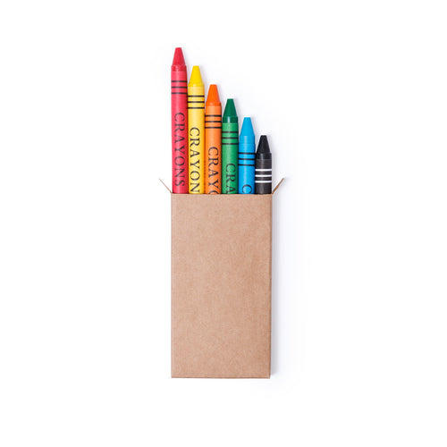 Ensemble de 6 crayons cire dans une boîte en carton naturel - Pichi Personnalise