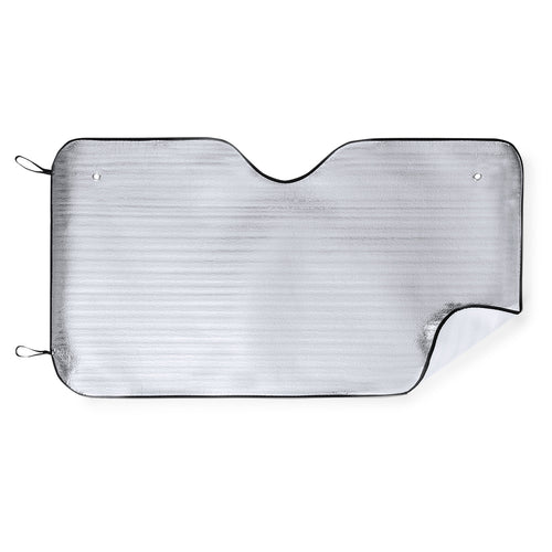 Pare-soleil en aluminium avec une face coloris argent métallisé et liseré noir en non-woven - Jumbo Personnalise