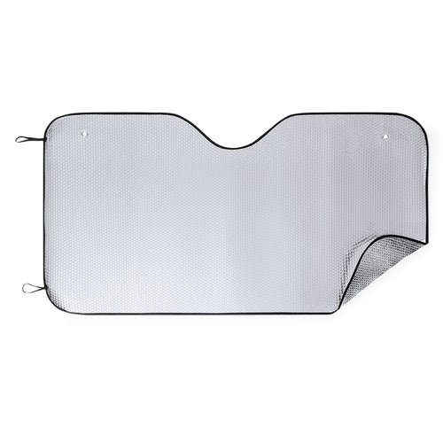 Pare-soleil en aluminium avec bulles sur les deux côtés en coloris argent métallisé et liseré noir - Vagón Personnalise